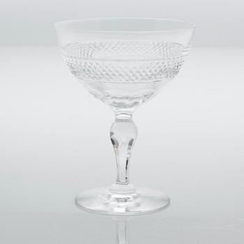 Eleven glass champagne cups, around mid 20th century.
