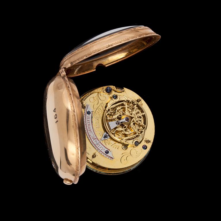 A gold verge pocket watch, Lindgren, Sweden, late 18th century.