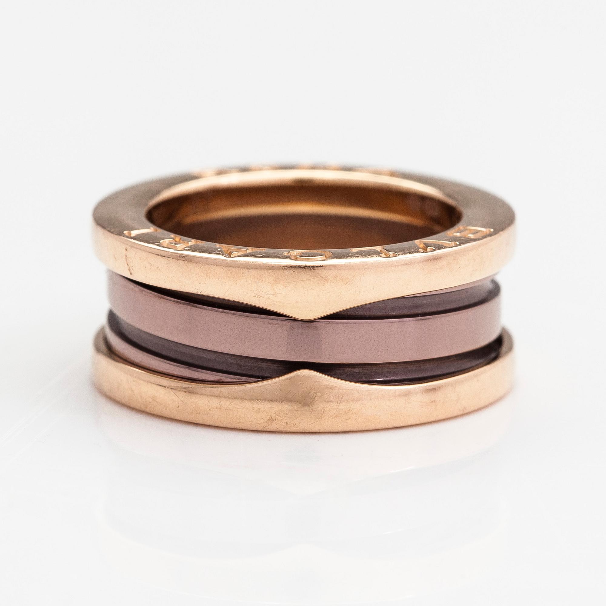 Bulgari, a "B.zero1" ring, 18K rose gold and bronze ceramic.