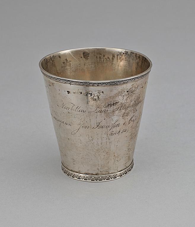 BÄGARE, silver, Nils Öhstedt, Piteå, 1854. Vikt 177,4g.