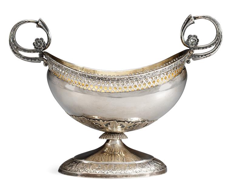A Russian 19th cent silver bowl on foot, marks of S:t Petersburg.