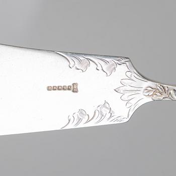 Two Silver Serving Spoons, including a Rococo-Revival spoon with mark PR Hinnerup, Denmark 1851.