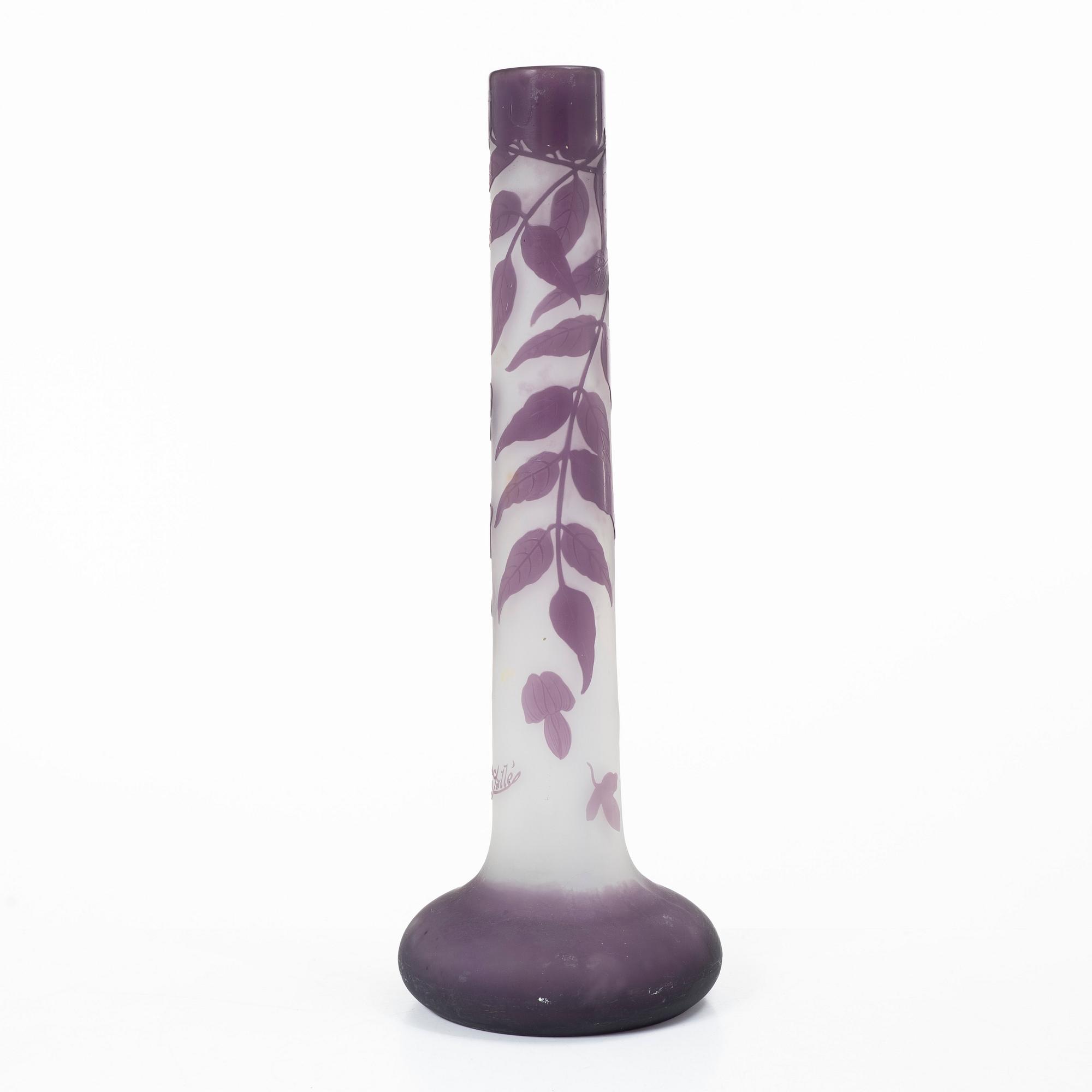 Emile Gallé, vas, överfångsglas, Nancy, Frankrike efter 1904.