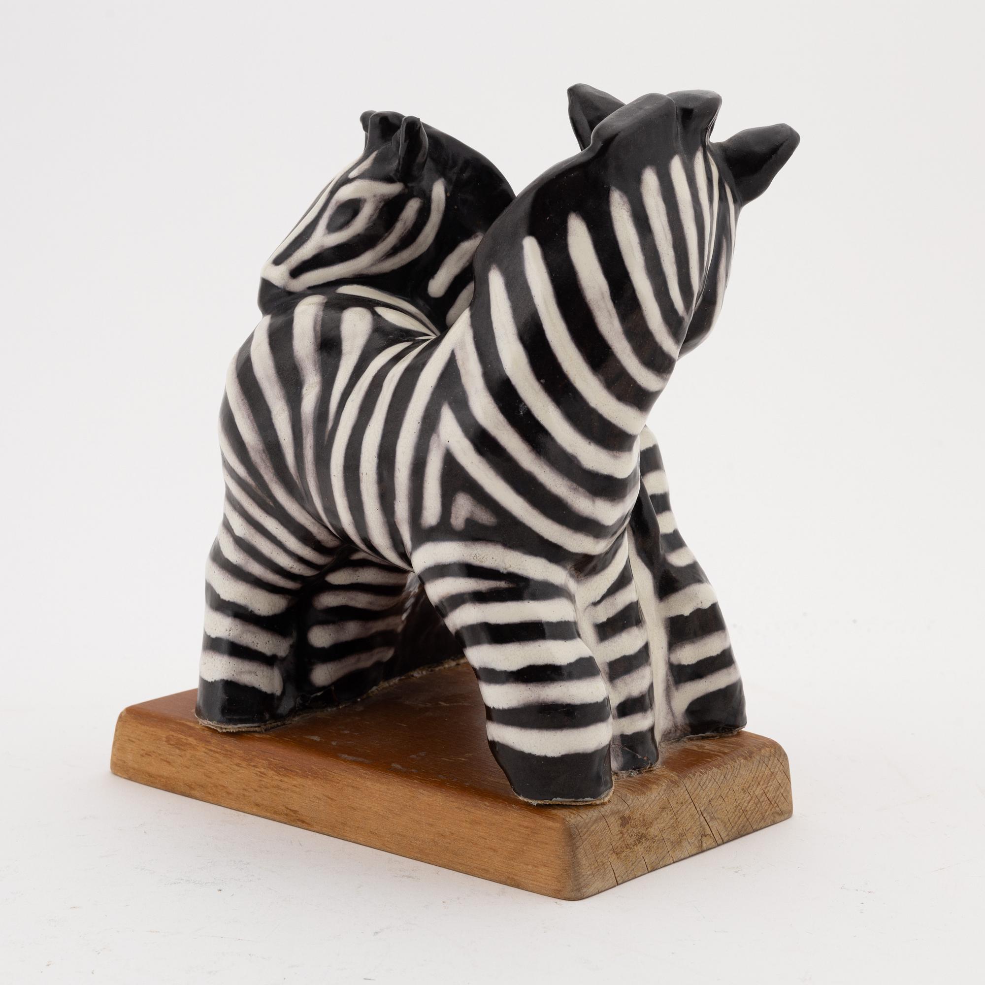 Vicke Lindstrand, a stoneware zebra sculpture, Upsala-Ekeby, Sweden.