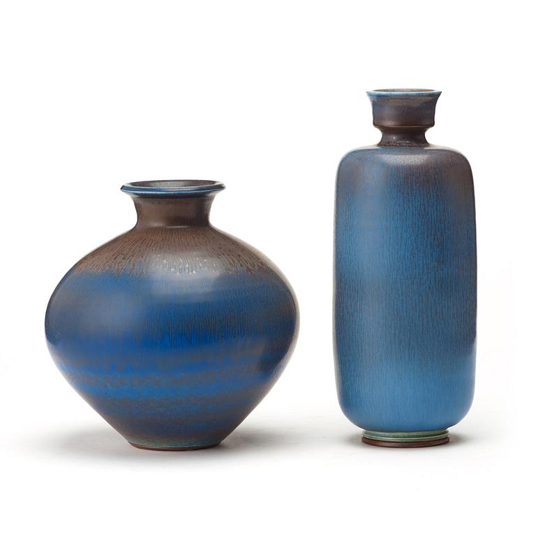 Berndt Friberg, two stoneware vases, Gustavsberg studio, Sweden 1974- and 1976.