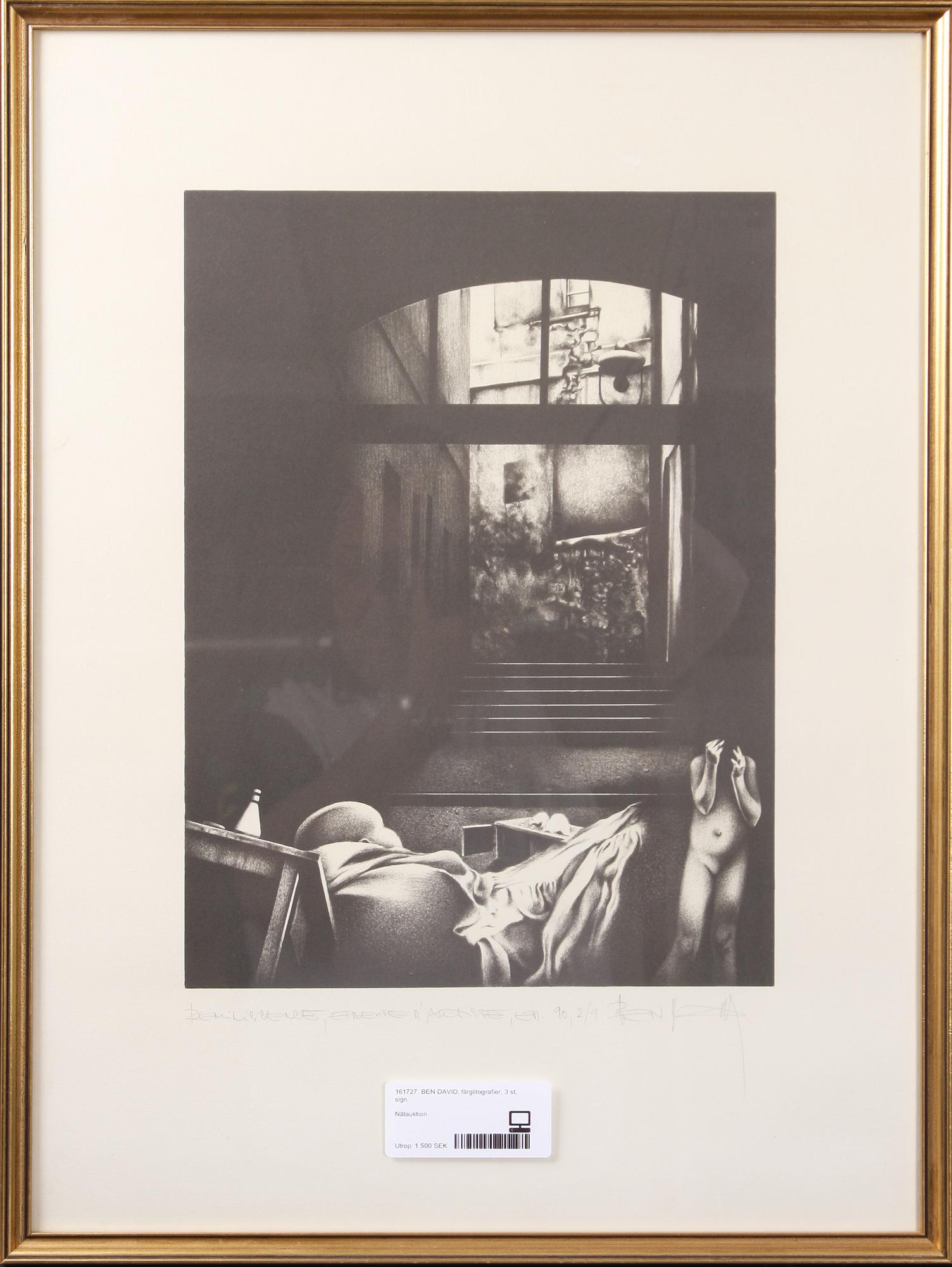 BEN DAVID, färglitografier, 3 st, sign.