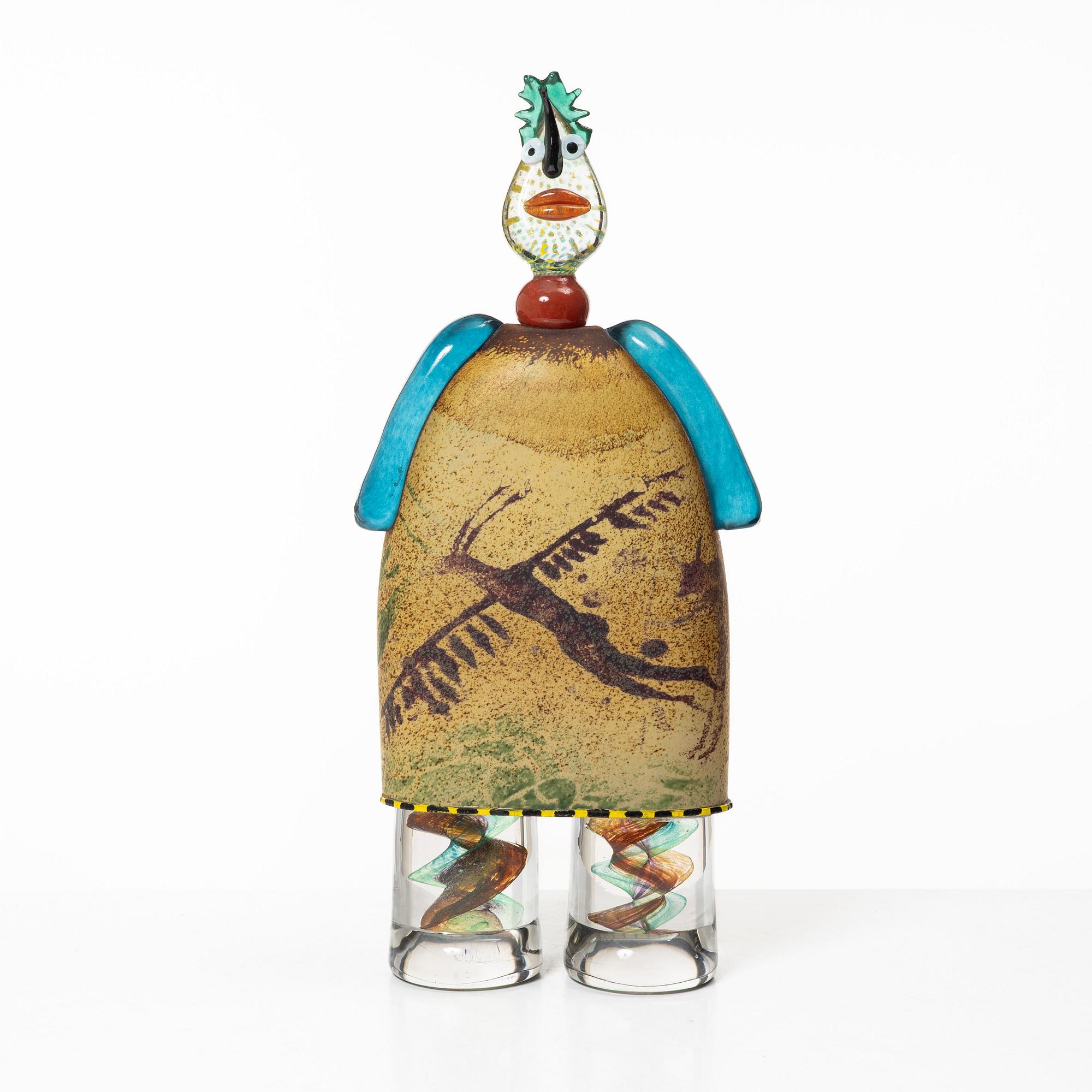 Kjell Engman, skulptur, glas, unik, signerad, Kosta Boda, 1994.