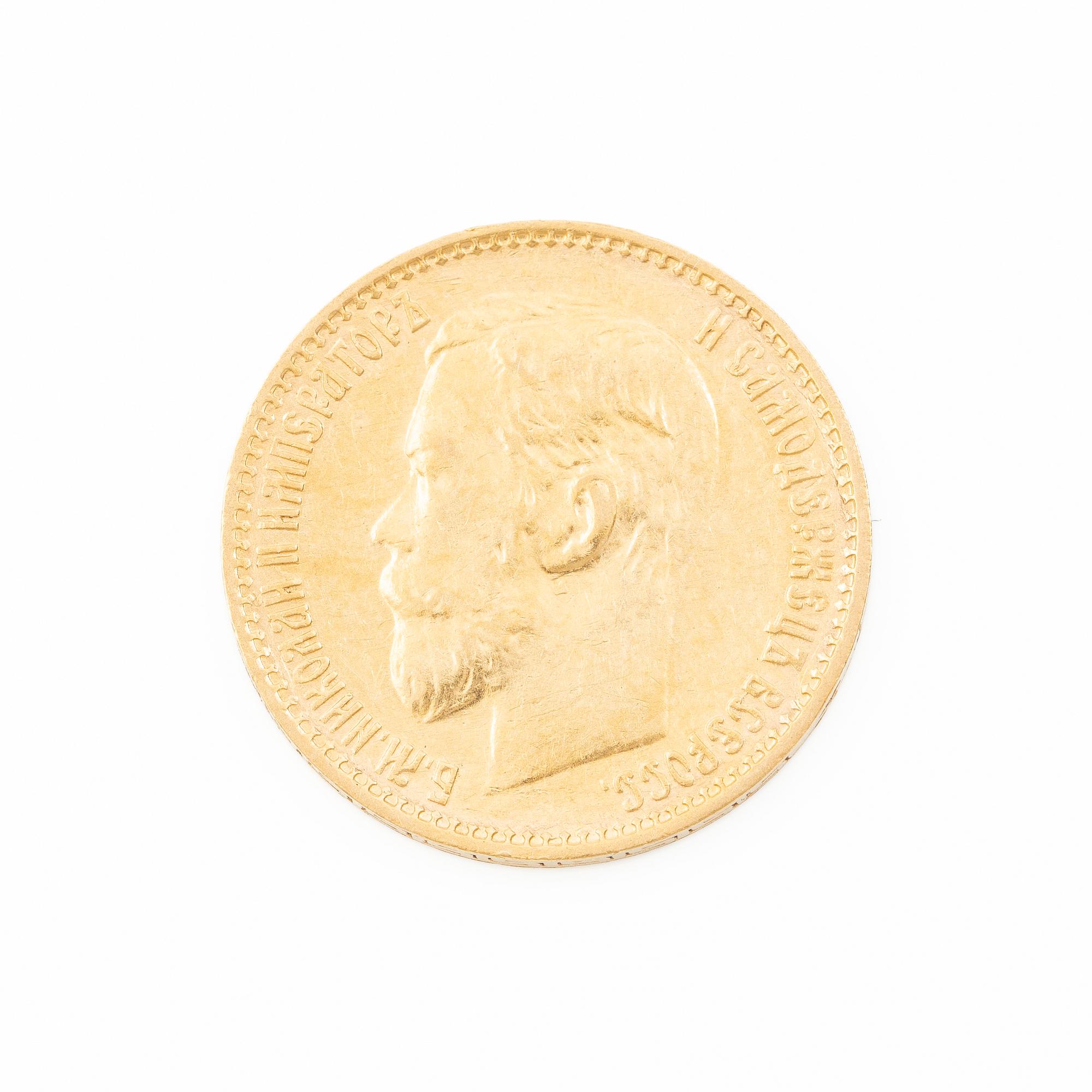 Guldmynt, Nikolaij II, Ryssland, 5 Rubel, 1899.