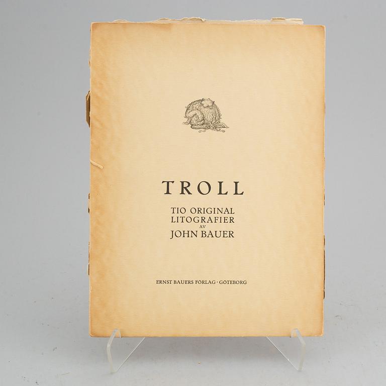 JOHN BAUER, "Troll", ten  litographs by John Bauer, Ernst Bauers Förlag Gothenburg, A. Börtzells, 1915.