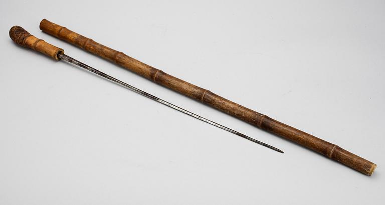 KÄPP MED STICKERT, trä, stål, Solingen, sent 1800-tal.