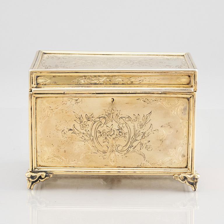 An ottoman empire gilded silver box, Abdul Hamid II's reign (1876-1909).