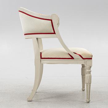 A late Gustavian style armchair, late 20th Century.