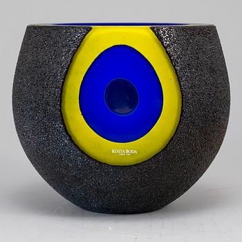 MONICA BACKSTRÖM, glass vase, Kosta Boda, signed.