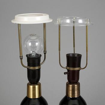 BORDSLAMPOR, ett par, glas, Carl Fagerlund, Orrefors.
