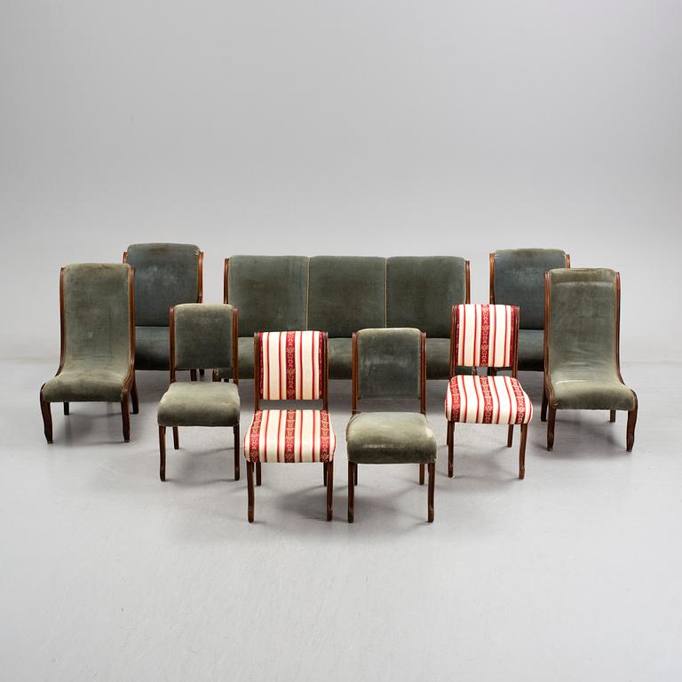 A set of 9 pieces of furniture, probably France and mid 19th century.