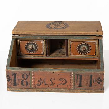A Swedish painted box, 19th Century.