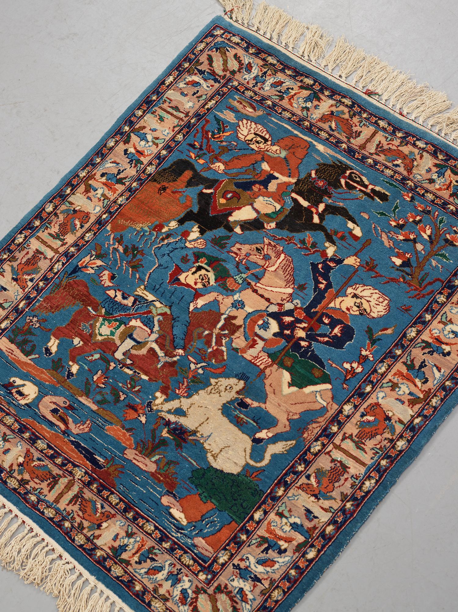 A rug, Old Esfahan, part silk, ca 87 x 75 cm.