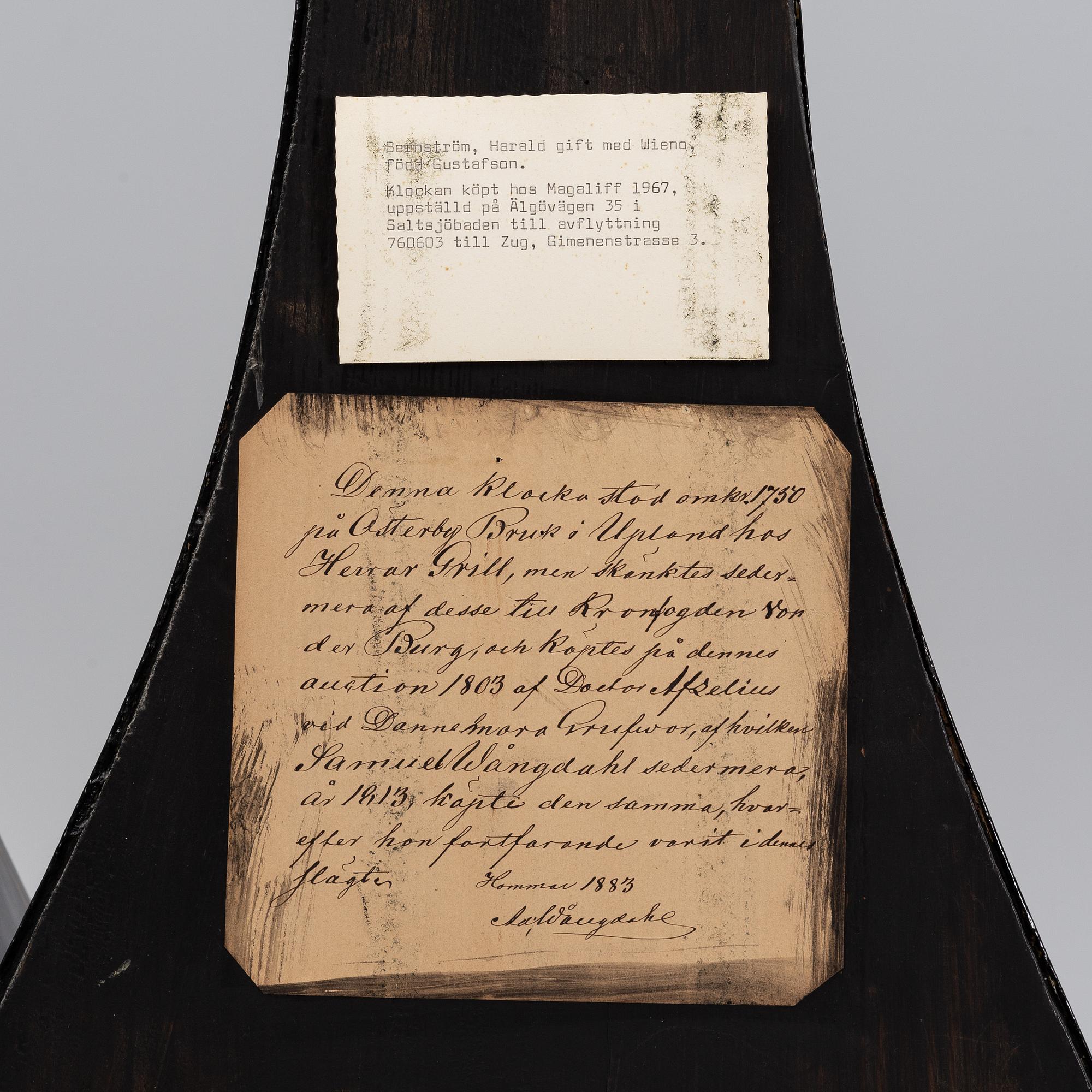 A Rococo longcase clock by Petter Ernst (Stockholm 1753-1784).