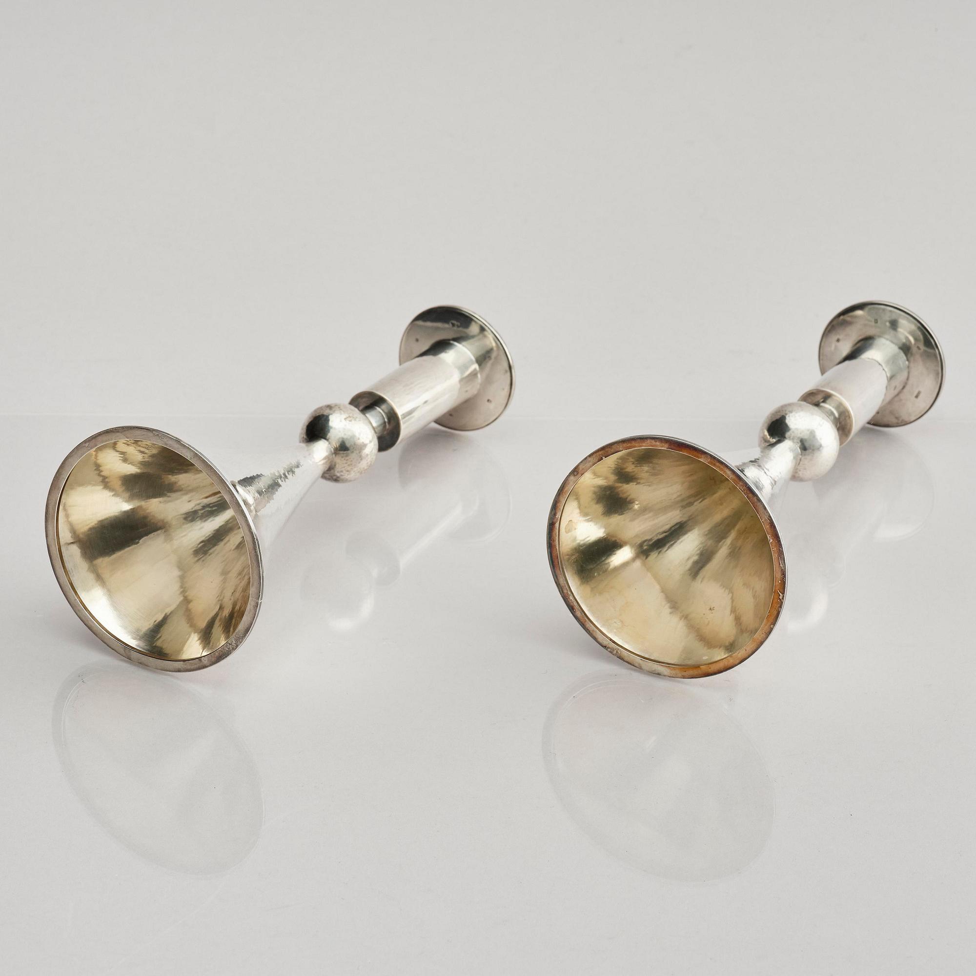 A pair of Swedish sterling silver candlesticks, marks of Sigurd Persson, Stockholm 1959.