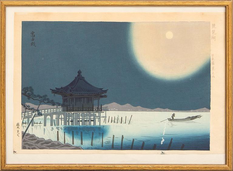 Tomikichirō Tokuriki, two woodblock prints, Japan, signed.
