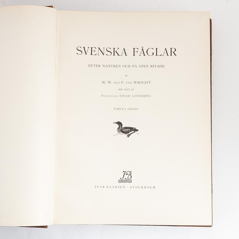 Books, 3, "Svenska fåglar" by von Wright.