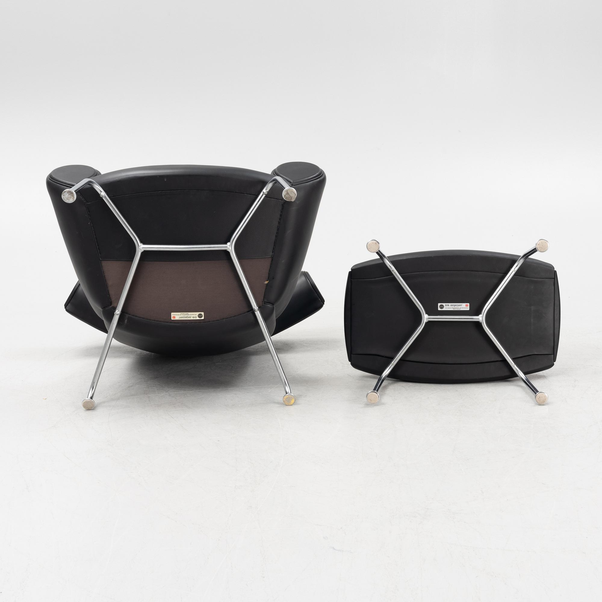 Hans J Wegner, an 'Ox Chair' and an ottoman, for Erik Jørgensen, Denmark, 2005 and 2010.