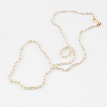 COLLIER, orientpärlor, lås 18K guld.
