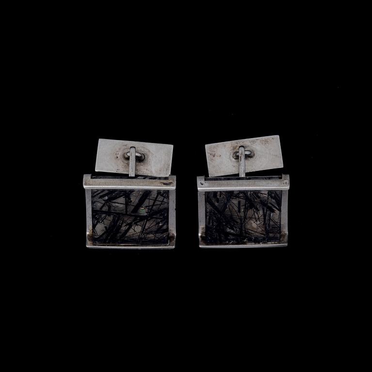 ELIS KAUPPI, manschettknappar, turmalinkvarts, silver. Kupittaan Kulta 1963.
