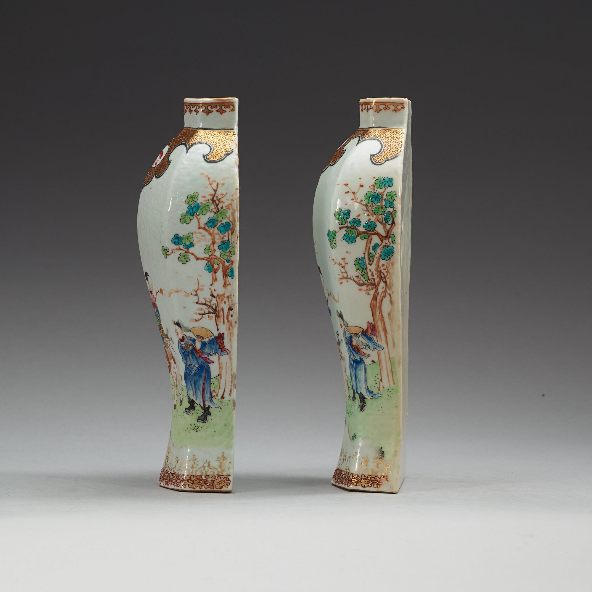 A pair of famille rose wall vases, Qing dynasty, Qianlong (1736-95).