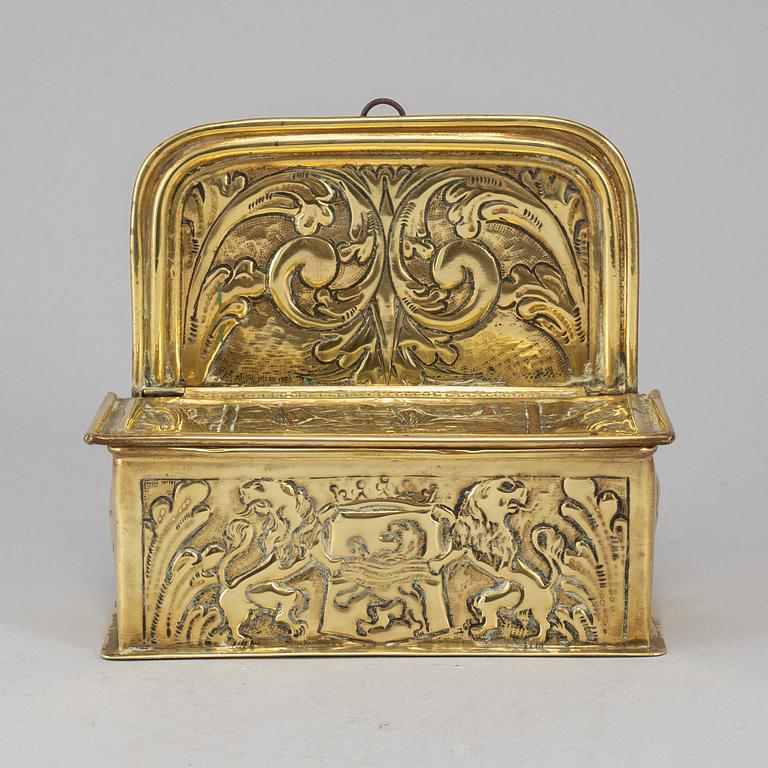 A 19th century brass wall box.