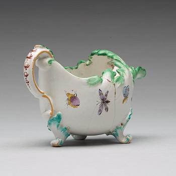 A Swedish faience Rörstrand sauce boat, 18th Century.