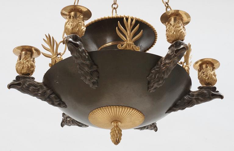 A Swedish Empire 19th century six-light hanging-lamp.