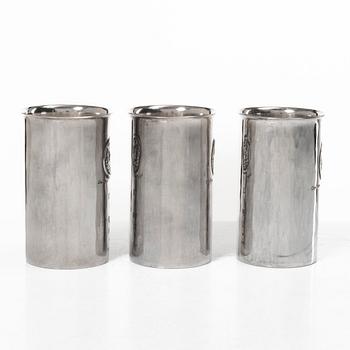 Olle Ohlsson, Three sterling silver beakers, Olle Ohlsson Silversmide, Stockholm 1979.