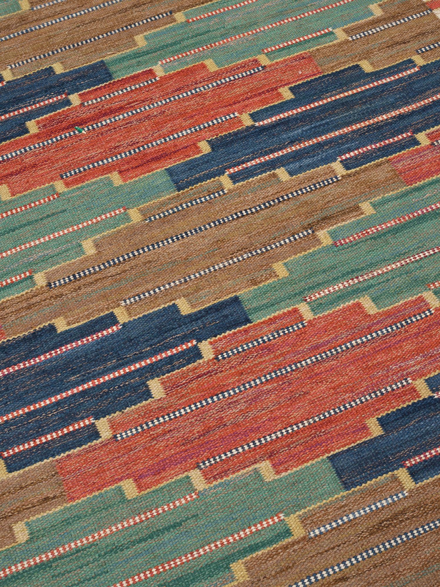 Märta Måås-Fjetterström, Matto, "Blå heden", flat weave, ca 219-220,5 x 181,5-185,5 cm, signed AB MMF.