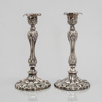 A Pair of Swedish Silver Candlesticks, mark of Gustaf Möllenborg, Stockholm 1848.