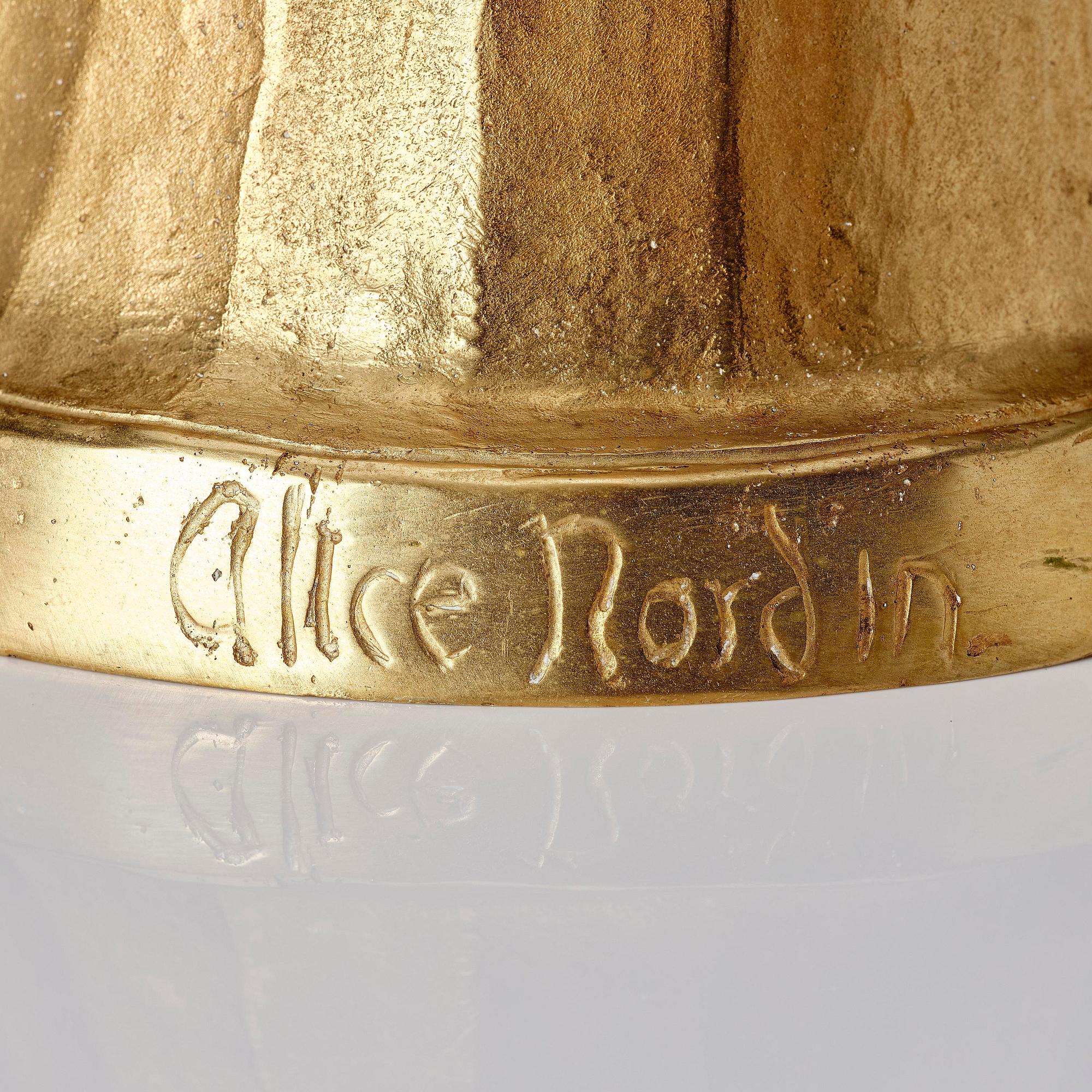 Alice Nordin, a gilt bronze Art Nouveau table lamp, Sweden, ca 1900.