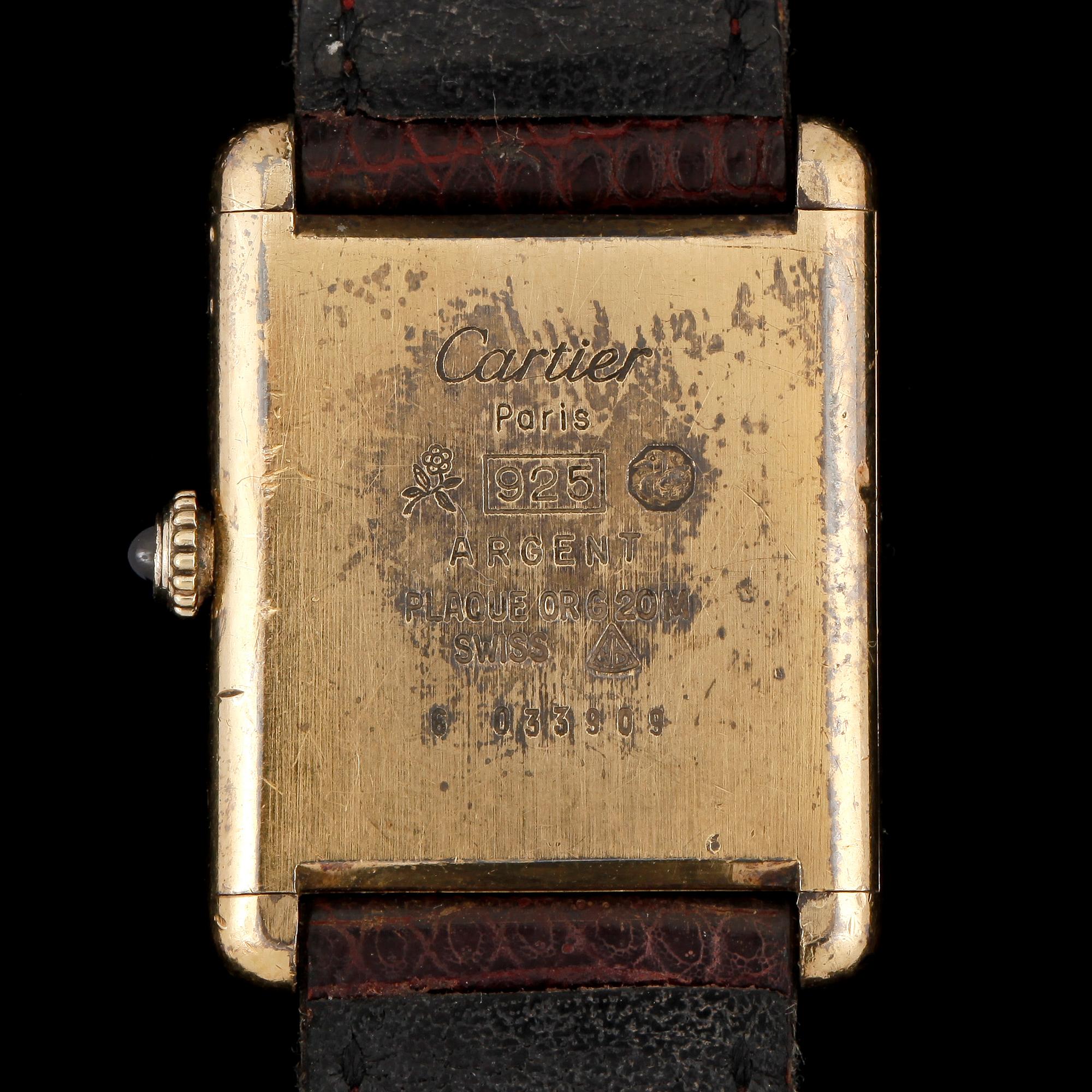 ARMBANDSUR, dam, Must de Cartier, Tank, förgyllt silver.