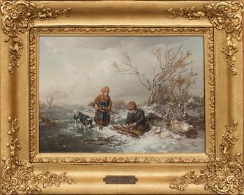 PER WICKENBERG, olja på pannå, signerad och daterad 1843.
