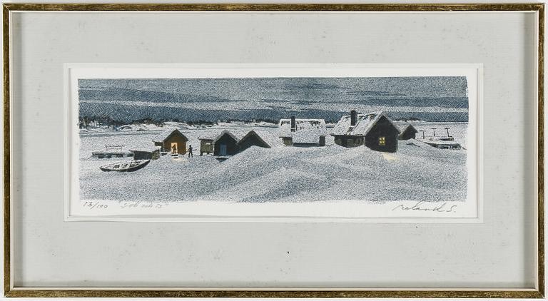 ROLAND SVENSSON, färglitografi, "Snö och is", signerad och numrerad 13/100.