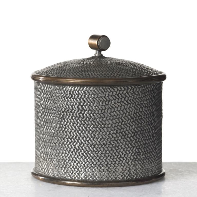 Björn Trägårdh, a pewter and brass jar with cover by Svenskt Tenn, Stockholm 1952.