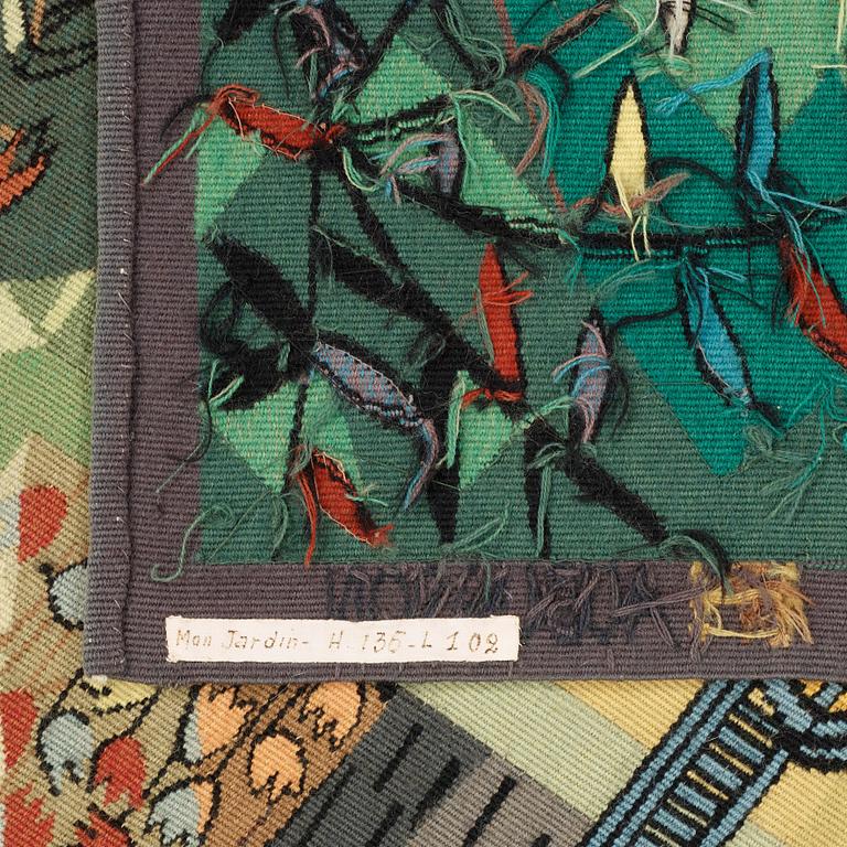 TAPESTRY. "Mon Jardin". Tapestry weave. 137 x 100,5 cm. Signed GYNNING PF AUBUSSON.