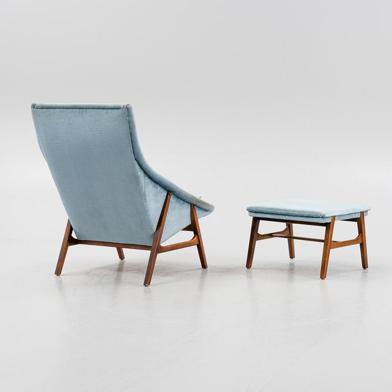 Svante Skogh, a 'Siesta' armchair with foot stool, AB Klings Möbler, Sweden, 1950's.