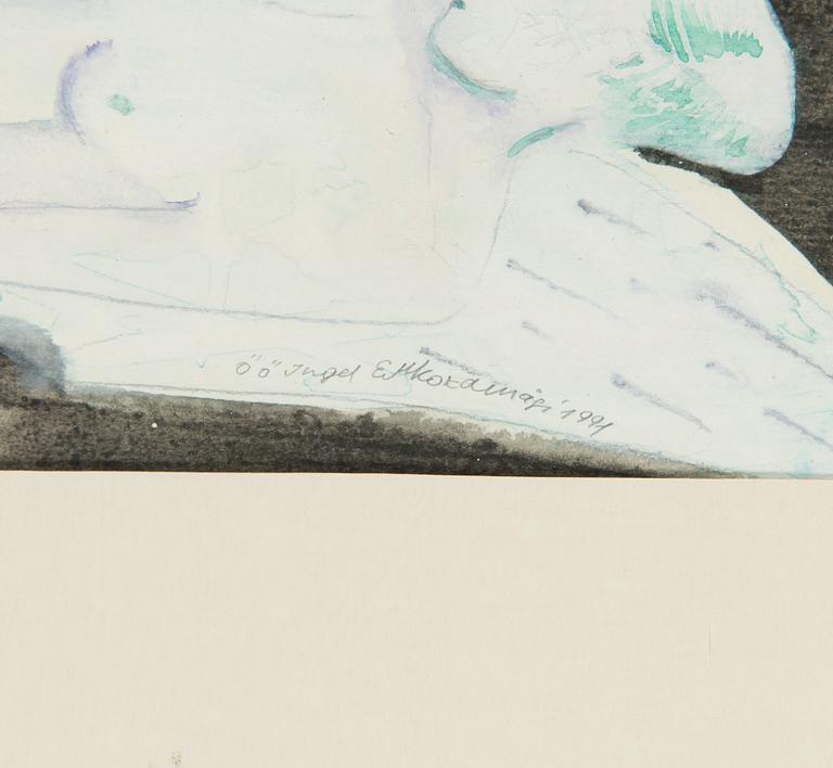 Epp Maria Kokamägi, mixed media on paper, signed and dated 1991.