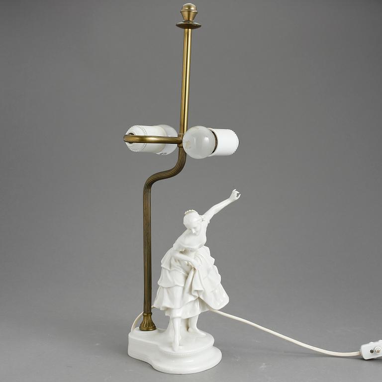 BORDSLAMPA, porslin, Schwarzburger-Werkstätten, 1920-30-tal.
