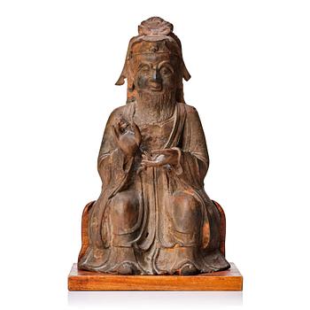 865. A bronze sculpture of a daoist deity, Ming dynasty (1368-1644).