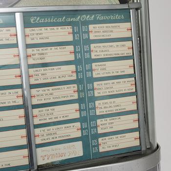 Jukebox, Wurlitzer, modell 2104, Rudolph Wurlitzer Company, North Tonawanda, New York, USA, 1957.