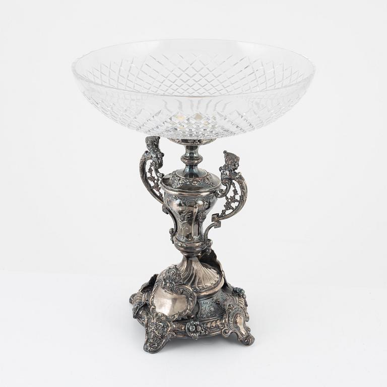 A silver and cut glass centrepiece, Estonia, circa 1920-1940.