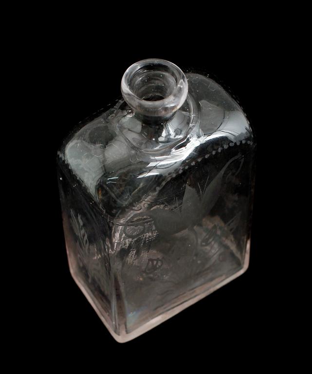 KARAFF, glas, sannolikt Cedersbergs glasbruk, 1800-talets mitt.