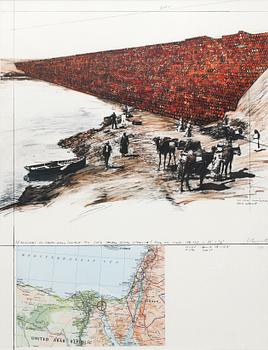 Christo & Jeanne-Claude, "Ten million oil drums wall, project for the Suez Canal".