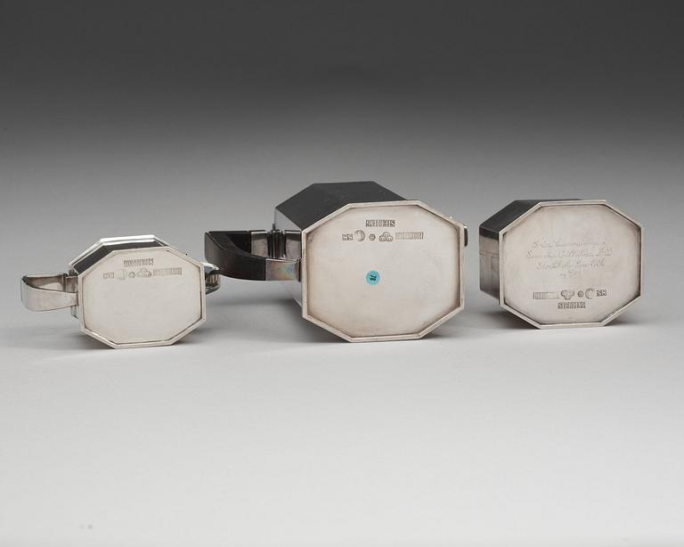 An Atelier Borgila sterling 3 pcs coffee service, Stockholm 1944.